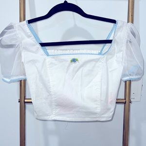 Sugar Thrillz French summer top baby blue NWT sz XS